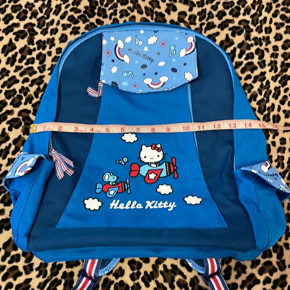 2008 HELLO KITTY Backpack 💙 Shoulder Big Bag Insulated Blue Red Plane Pockets
